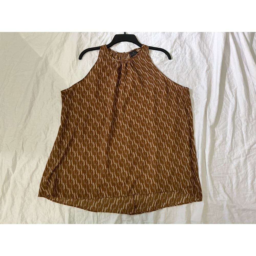 Worthington blouse sleeveless, Size XL Brown Interlocking Pattern Halter Top